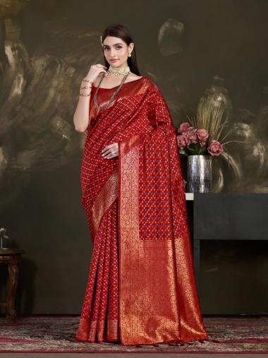 Mimosa Womens Woven Design Kanjivaram Style Art Silk Saree With Blouse Piece : SA0000906MR